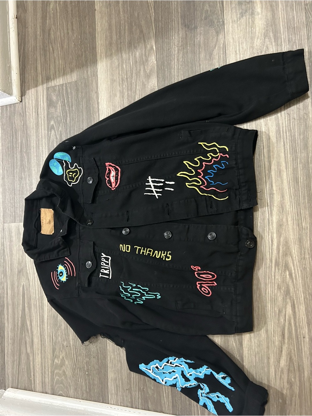 Rue21 Black Collared Jacket with Leather Label